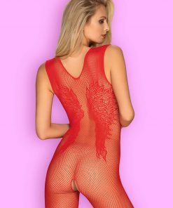 Bodystocking ouvert résille rouge N112 Obsessive dos